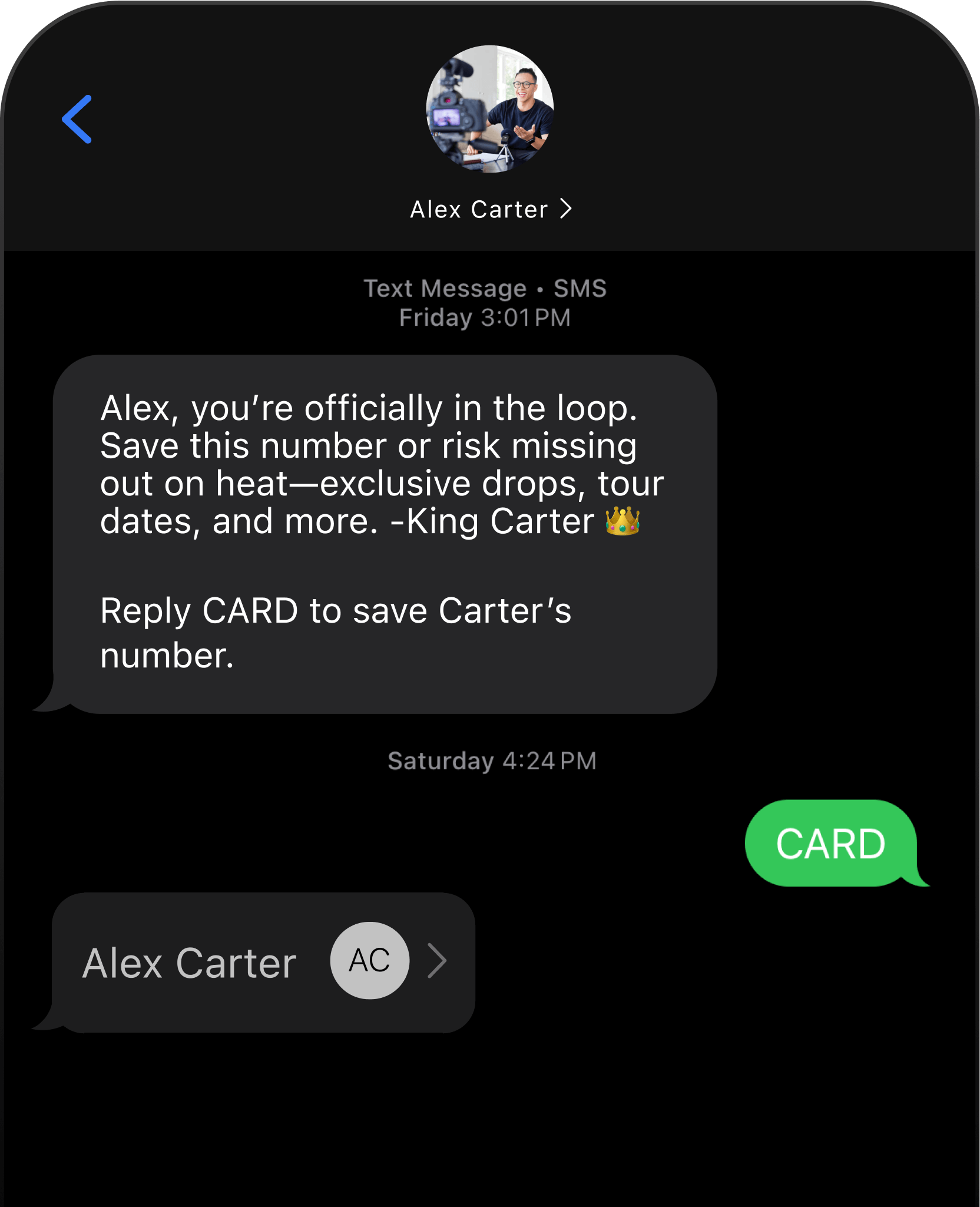 Text conversation with auto reply