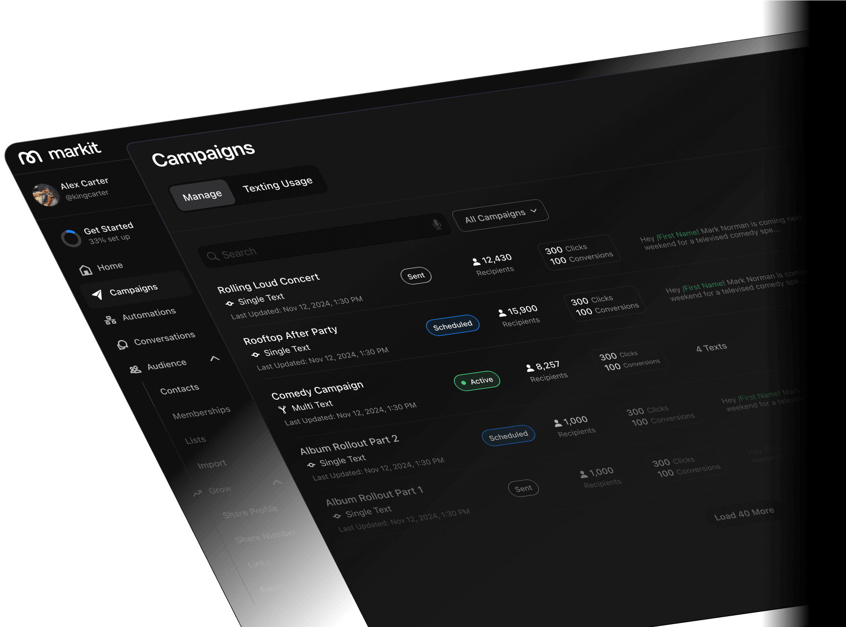 Campaigns dashboard