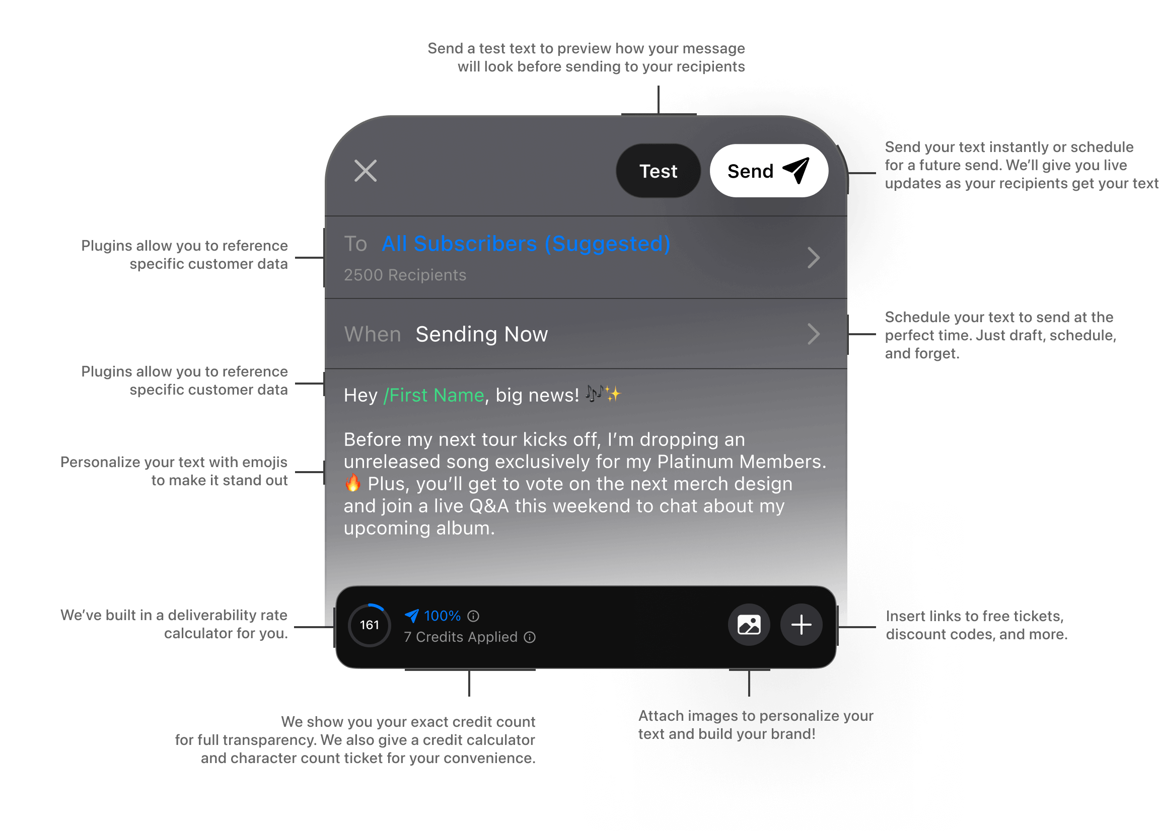 Mass text mobile annotated